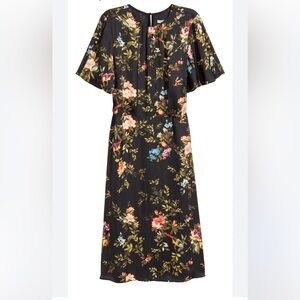 H&M Black Floral A-Line Skirt